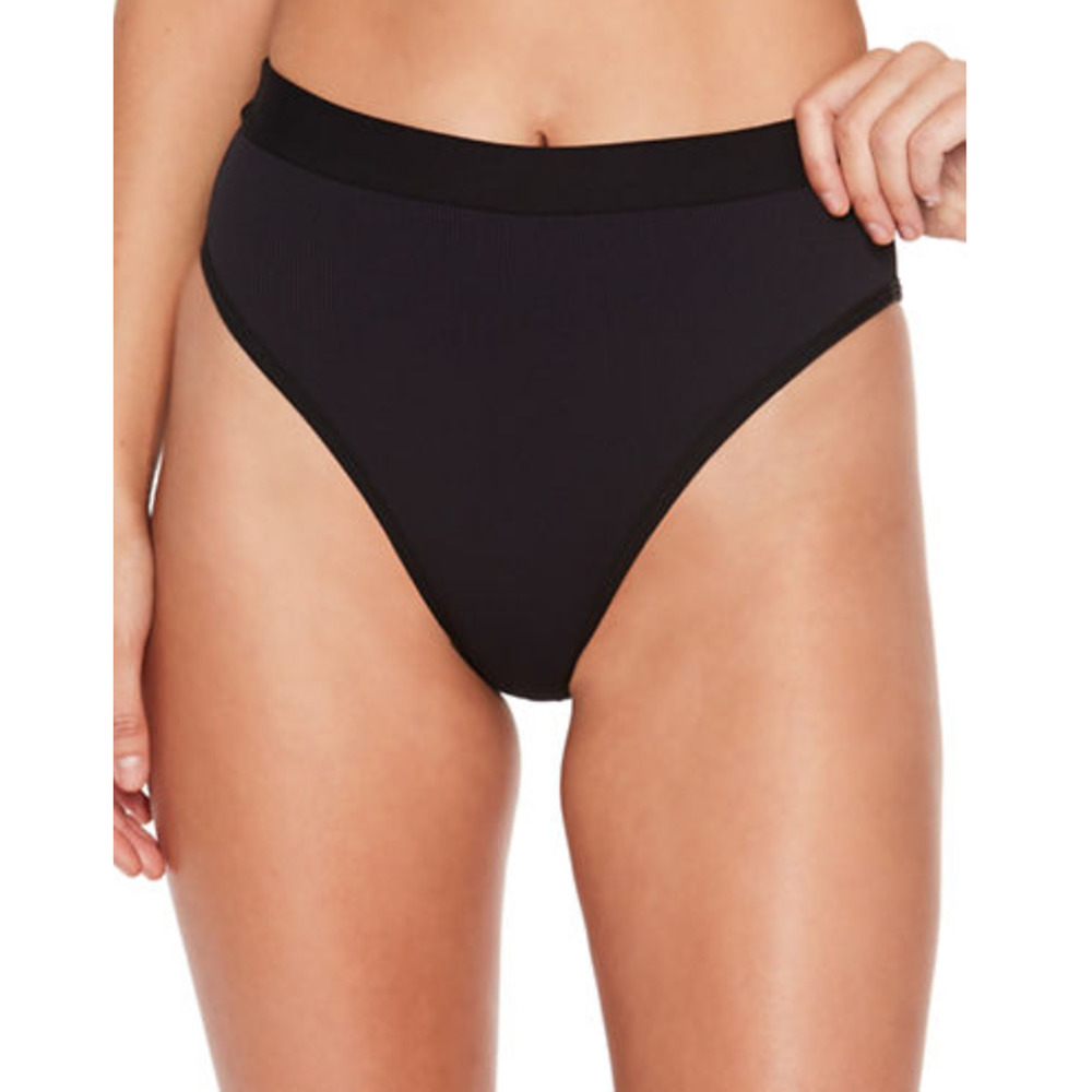 L*Space Ribbed Frenchi Bikini Bottom Black Size L